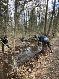 Ehrenamtliche legen Ersatztümpel an. Foto: Karin Rohrbach-Gramsch