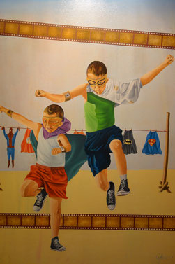 Superheroes, Oil on Canvas, 70 x 100 cm