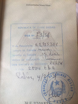 Stempel, Reisepass, Passstempel, coole, außergewöhnliche, Pass, seltene, entfernte Orte, Guinea-Bissau, Visum