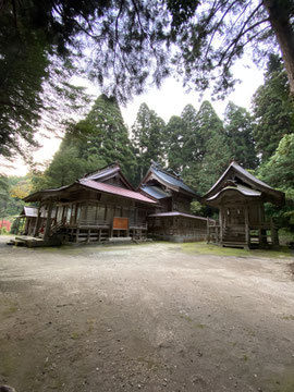 朝の社殿群