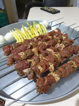 Gökhan prepared Shashlik for us.