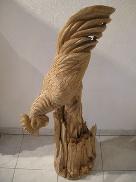 üggelfigur Holzgüggel Holzhahn Paul Widmer Holzschnitzerei