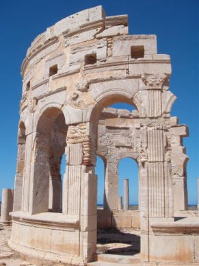 Leptis Magna, the ancient Roman port in Lybia, was a filming site of John Wayne's "Legend of the Lost".