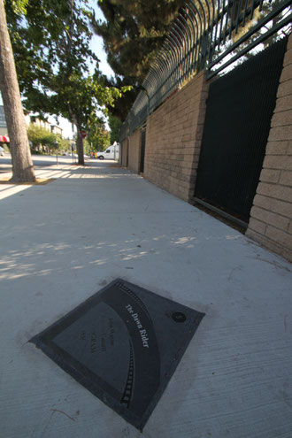 Memorial Marker for a John Wayne sagebrusher in front of the old Republic Studios lot, now CBS Studio Center. 