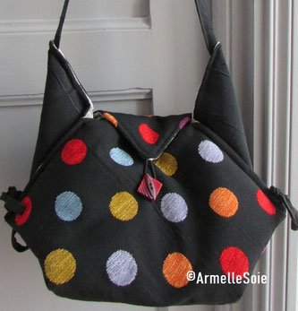 sac,besace, cabas, original, fait main,fabriqué en France, noir et blanc,  femme, chic, gai, noie, blanc