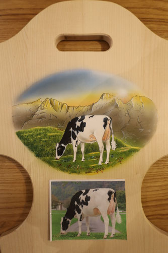 Auftragsmalerei / Airbrush / Geschenke / Holzuhren bemalen / Milchkanne bemalen / www.petras-handwerk.ch