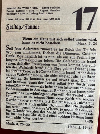 altes Kalenderblatt 1964 Vorderseite (Bild: privat)