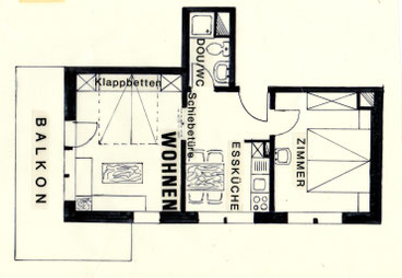 Ferienwohnung mit 2 Zimmern / Grundriss