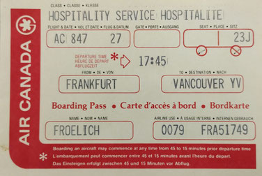 Mein Boardingpass von Air Canada