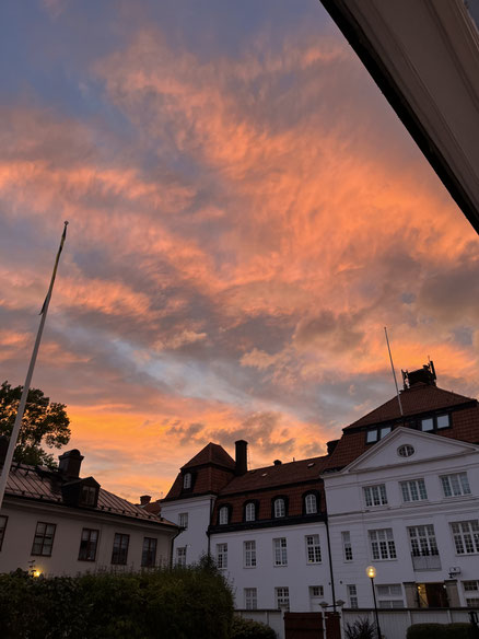Mein Arbeitsplatz, das Newmaninstitut, im schönsten Licht. 