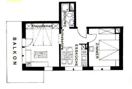 Ferienwohnung mit 2 Zimmern / Grundriss