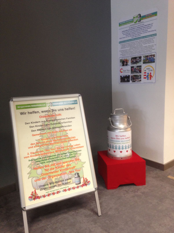 unsere Milchkanne an der Kasse