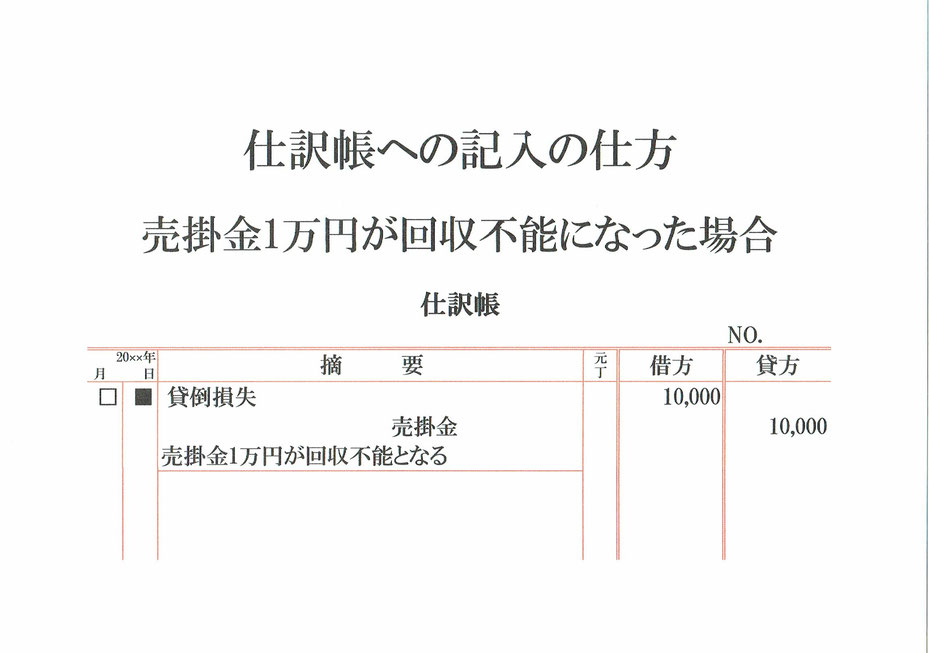 仕訳帳(貸倒損失)