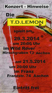 T.D. Lemon Band, Aachen - Plakat Wild Rover & Franz