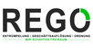 Logo REGO - Entrümplungsfirma aus Fulda. Schriftzug mit Entrümpelung, Geschäftsauflösung, Ordnung in schwarz. Darunter in grün der Schriftzug - Wir schaffen Freiraum.