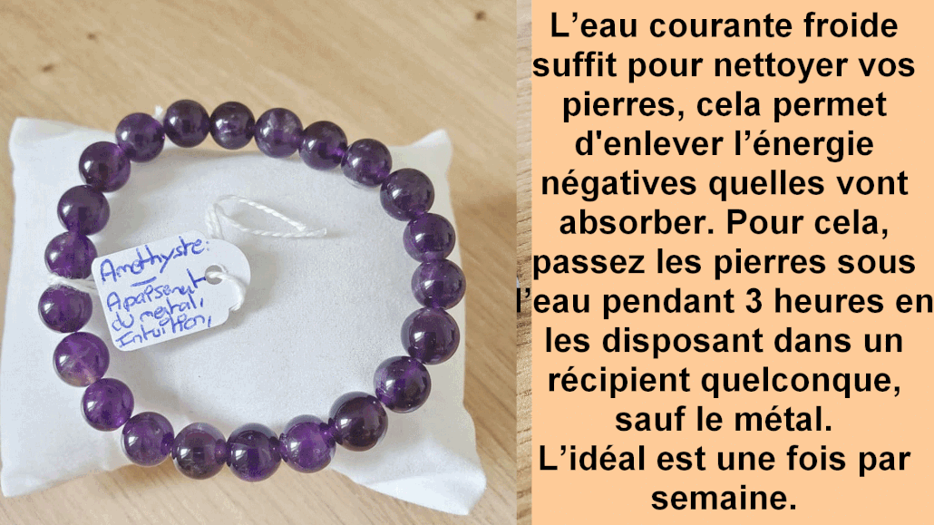 Comment nettoyer bracelet pierre Améthyste