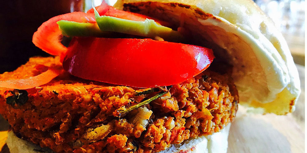 quinoa crusted vegan burger