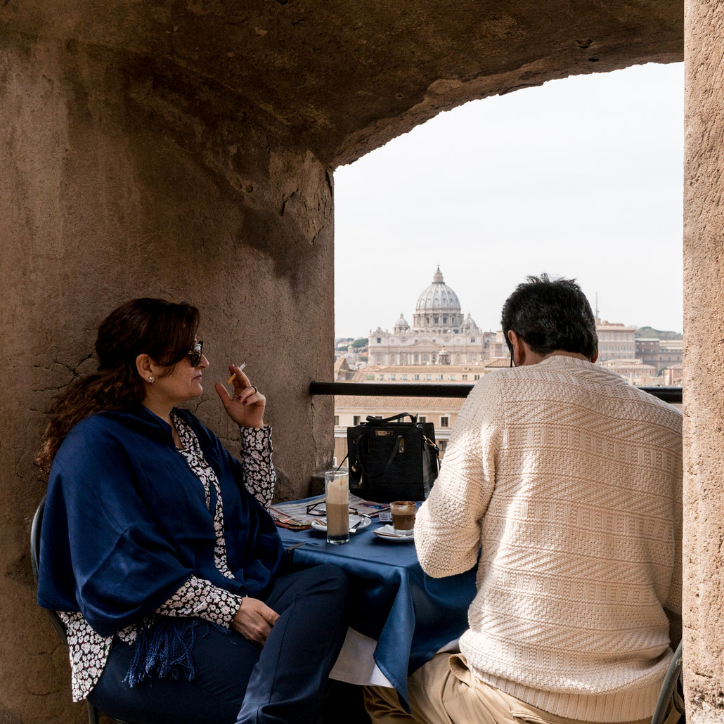 Cafe with view towards Castel Sant'Angelo