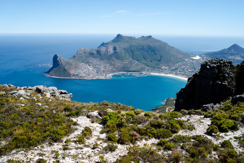 View towards Hout Bay from Silvermine Nature Reserve, Cape Peninsula, South Africa