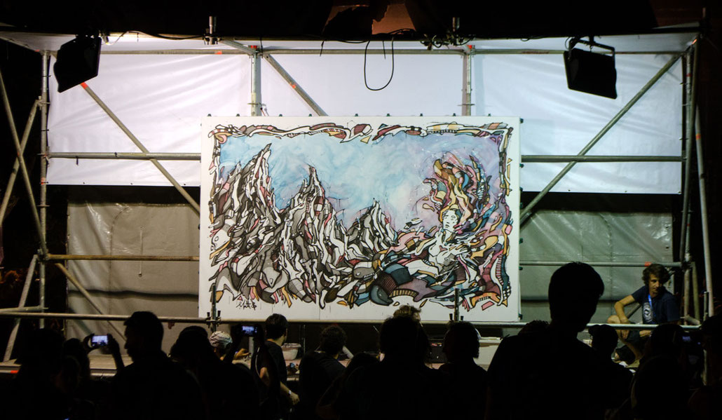 Matt.B, Peintures, performance, paintings, artiste, mattb, matthieu belleville, live painting, live, art, artcontemporain, street art, urban art, couvre feu ,festival, montagne, mountains, street mountains
