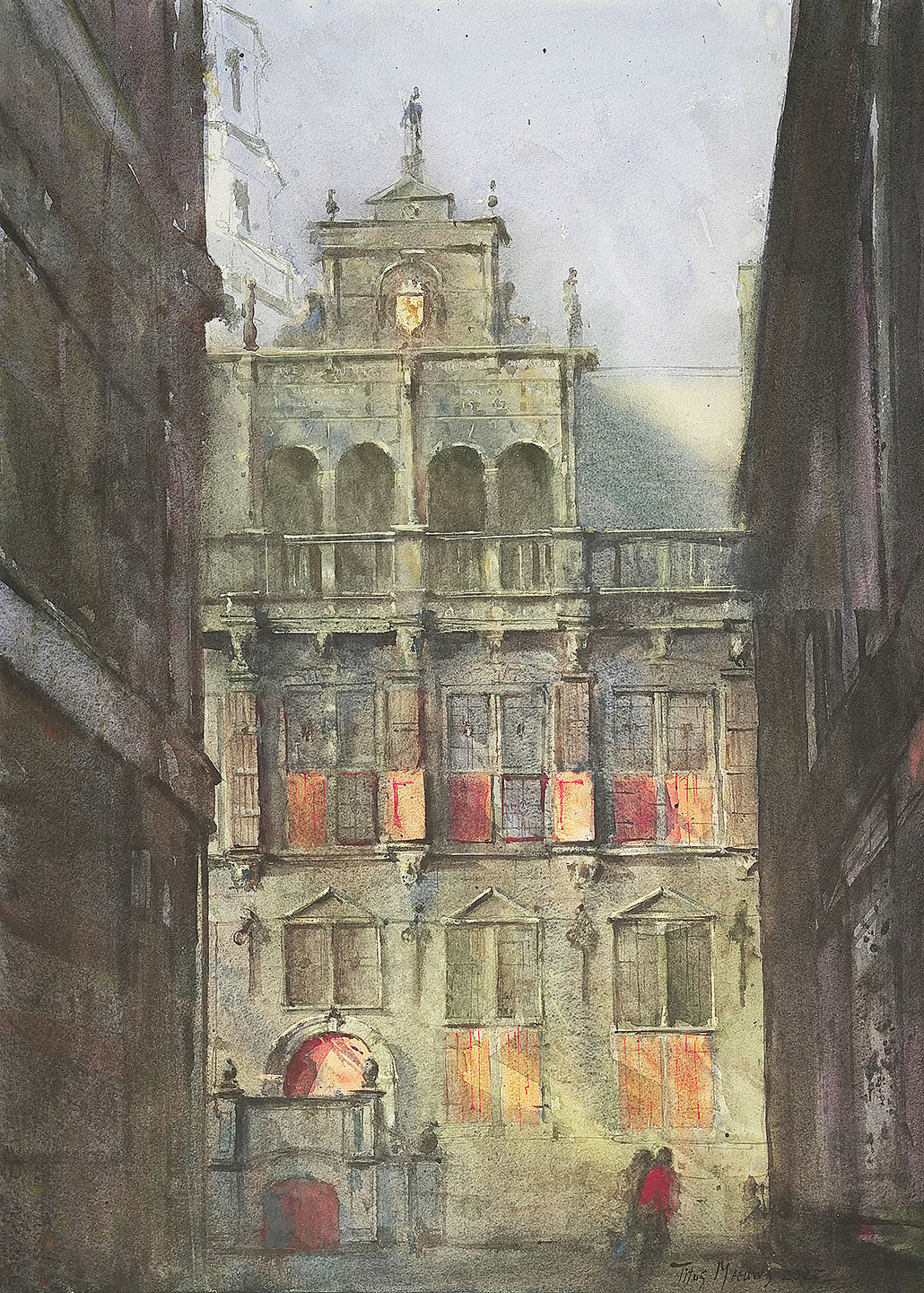 schilderij oude stadhuis den haag cityhall dagelijkse groenmarkt