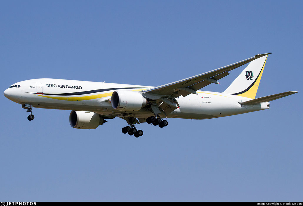 I-MSCA Boeing 777F 68230 1765 GE-90-110B1L Alfirk MSC Air Cargo 2023 @ Brescia Montichiari VBS 04 2026 © Piti Spotter Club Verona