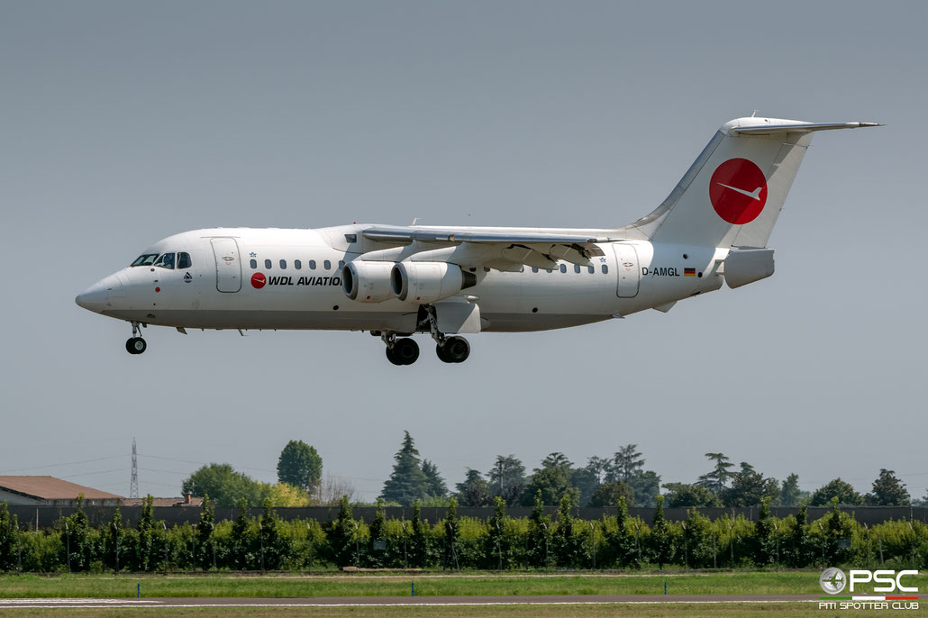 D-AMGL BAe146-200A E2055 WDL Aviation @ Aeroporto di Verona 08.2019  © Piti Spotter Club Verona