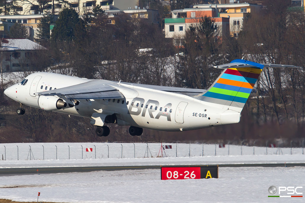 SE-DSR BAe146-RJ100 E3244 BRA - Braathens Regional Airlines @ innsbruck Airport 27.01.2017 © Piti Spotter Club Verona