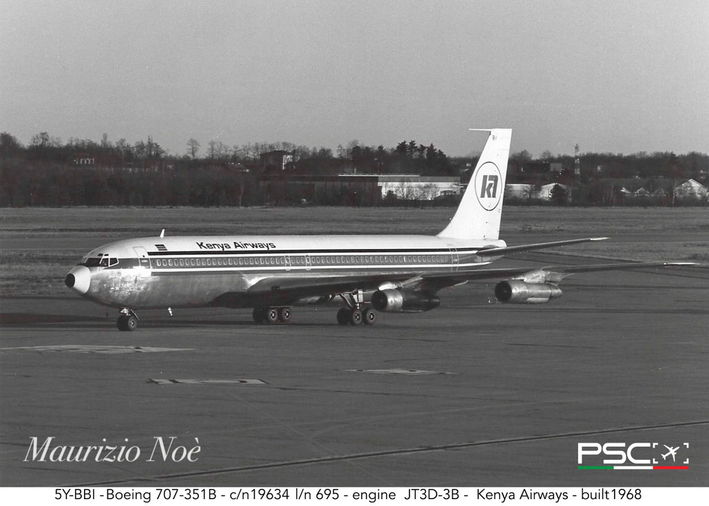 5Y-BBI Boeing 707-351B 19634 695 JT3D-3B  Kenya Airways 1968 @ Milano Malpensa © collezione Maurizio Noè - Piti Spotter Club Verona