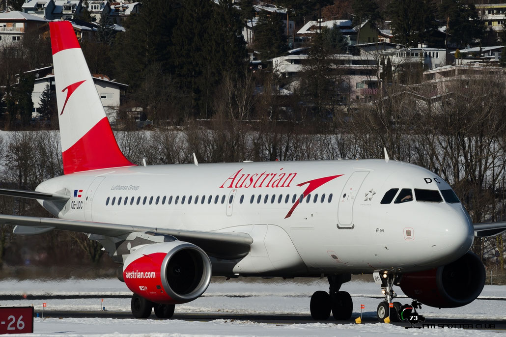 OE-LDC A319-112 2262 Austrian Airlines @ Innsbruck Airport 28.01.2017 © Piti Spotter Club Verona