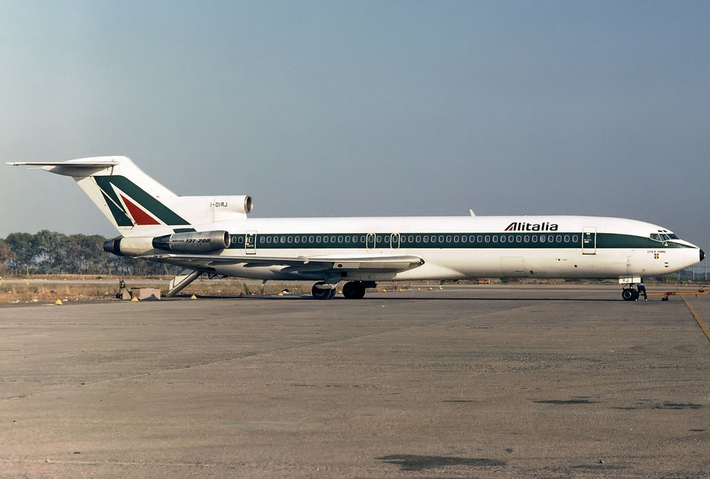 I-DIRJ Boeing 727-243(F) 21270 1231 JT8D  Alitalia 1976 - © Aldo Bidini - Aeroporto di Roma-Fiumicino, luglio 1979 - Wikimedia Commons