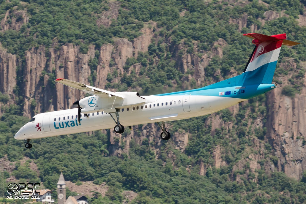 LX-LGE DHC-8-402 4284 Luxair @ Aeroporto di Bolzano © Piti Spotter Club Verona