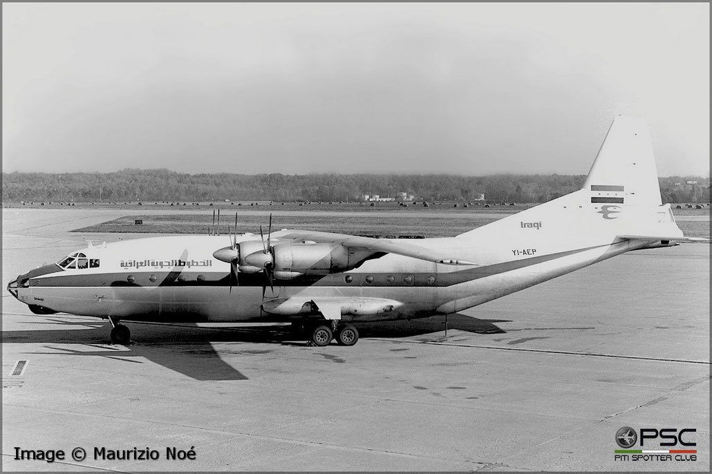 YI-AEP Antonov An-12 8345909 59-09 AI-20A  Iraqi Airways 1968 @ Milano Malpensa © collezione Maurizio Noè - Piti Spotter Club Verona