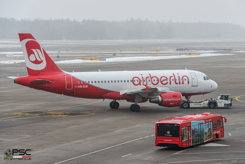  HB-IOX A319-112 3604 Belair Air Berlin c/s @ Zurich Airport 21.01.2017 © Piti Spotter Club Verona
