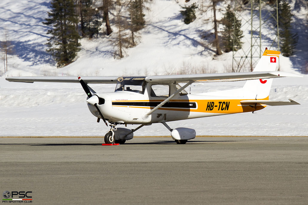 HB-TCN. Reims-Cessna F152 @ Samedan Airport © 02 2022 Piti Spotter Club Verona