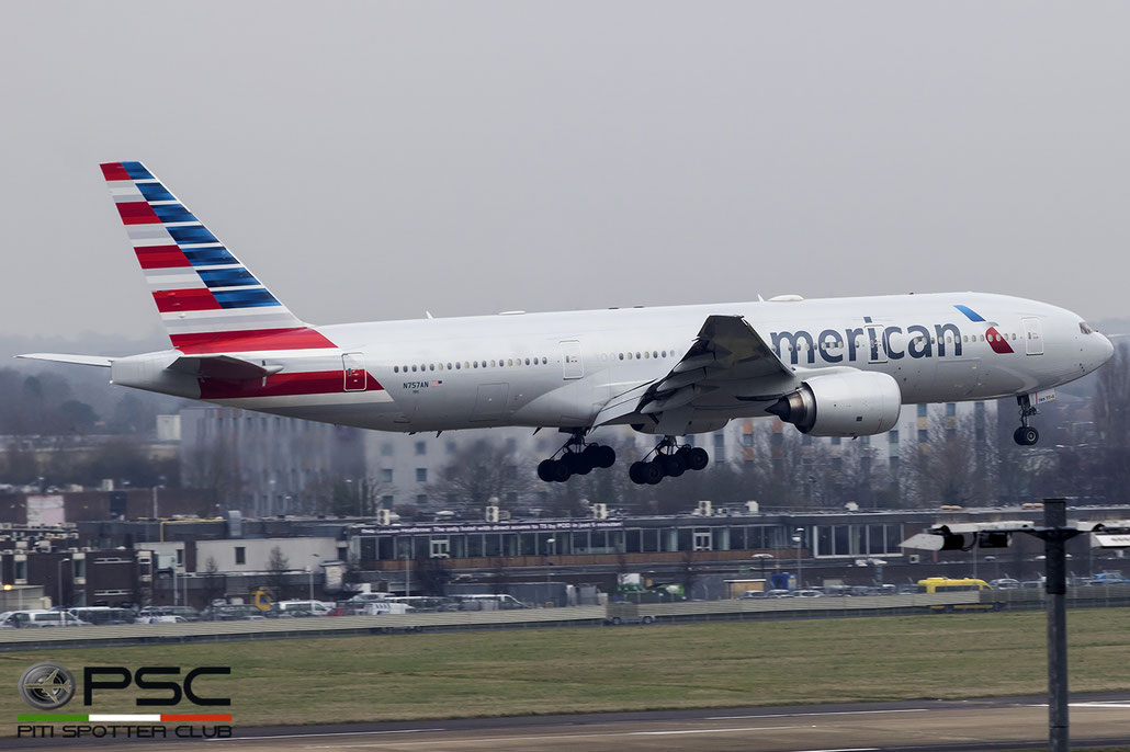 N757AN B777-223ER 32636/363 American Airlines @ London Heathrow Airport 14.02.2017 © Piti Spotter Club Verona