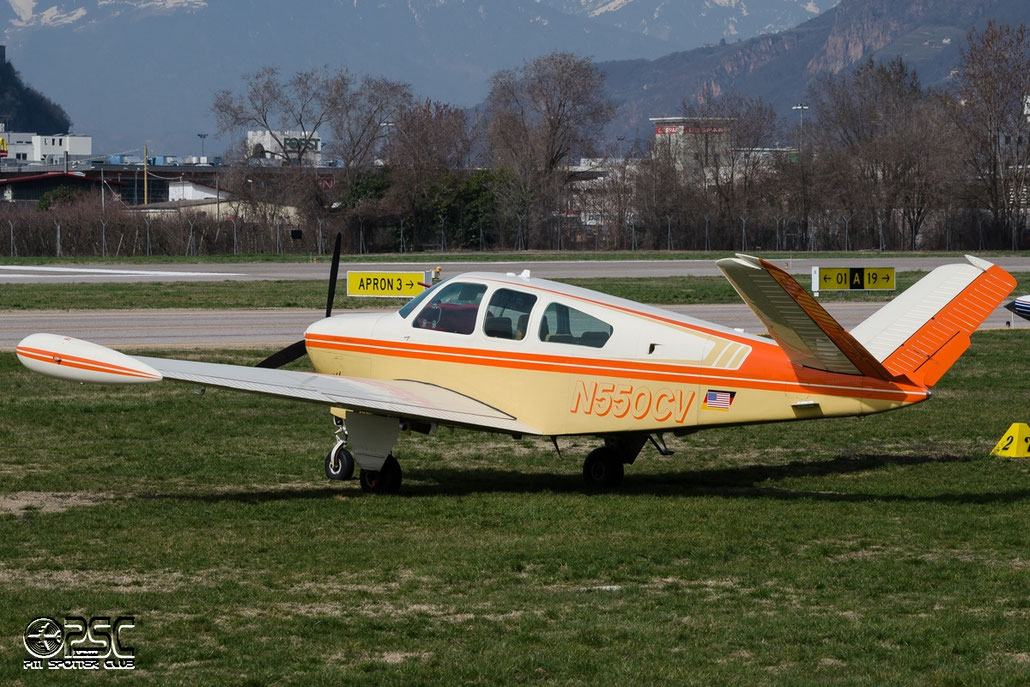 N550CV Beech V35B Bonanza BE35 D-9505 Goodwin-Huber-Wilhelm Linda Lee, Freising @ Aeroporto di Bolzano © Piti Spotter Club Verona