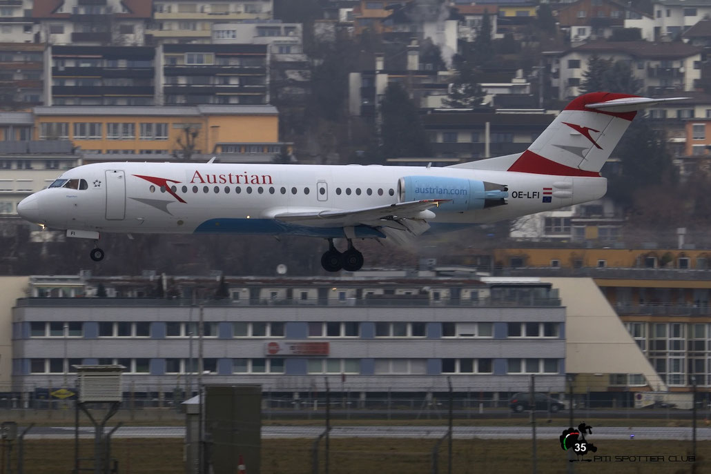 OE-LFI Fokker 70 11529 Austrian Airlines @ Innsbruck Airport 09.01.2016 © Piti Spotter Club Verona