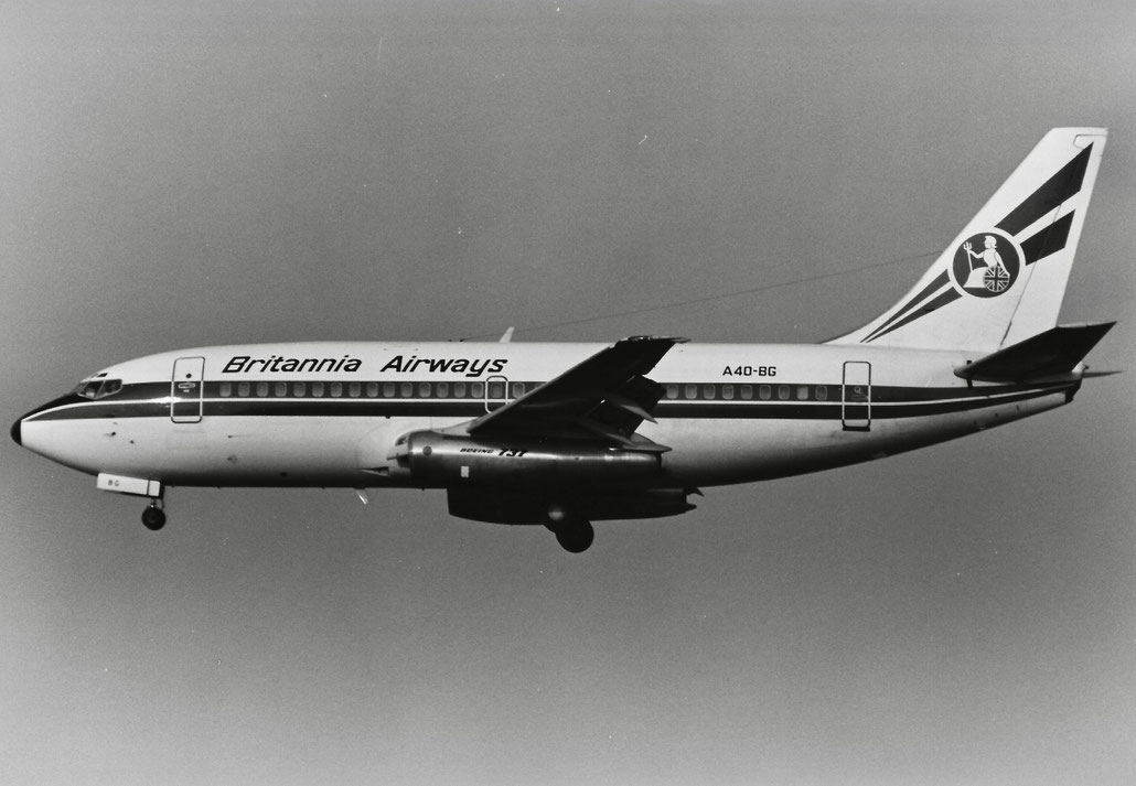 A4O-BG Boeing 737-2P6 21359 500 JT8D-15  Britannia Airways 1977 © collezione Maurizio Noè p.g.c. - Piti Spotter Club Verona