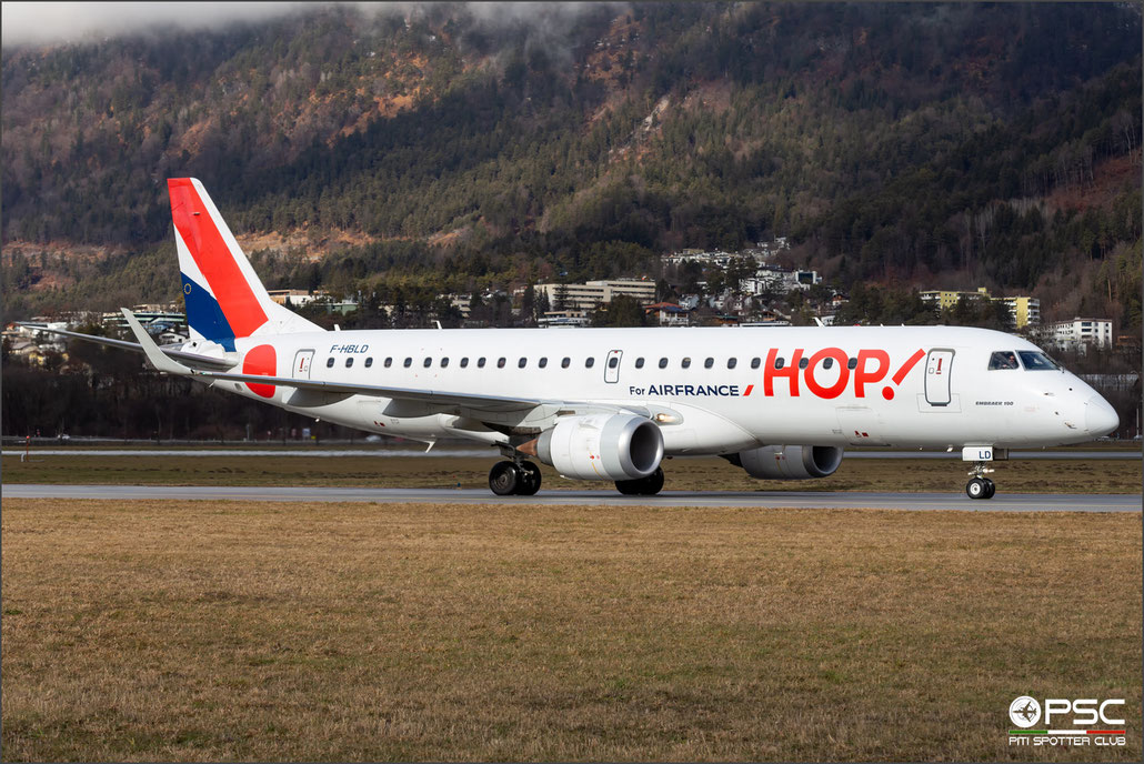 F-HBLD ERJ190LR 19000113 HOP! @ Innsbruck 02.2023 © Piti Spotter Club Verona