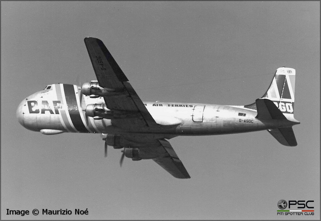 G-ASDC Aviation Traders ATL-98 Carvair 10273  R-2000-7M2 British Air Ferries  1943 @ Milano Malpensa © collezione Maurizio Noè - Piti Spotter Club Verona