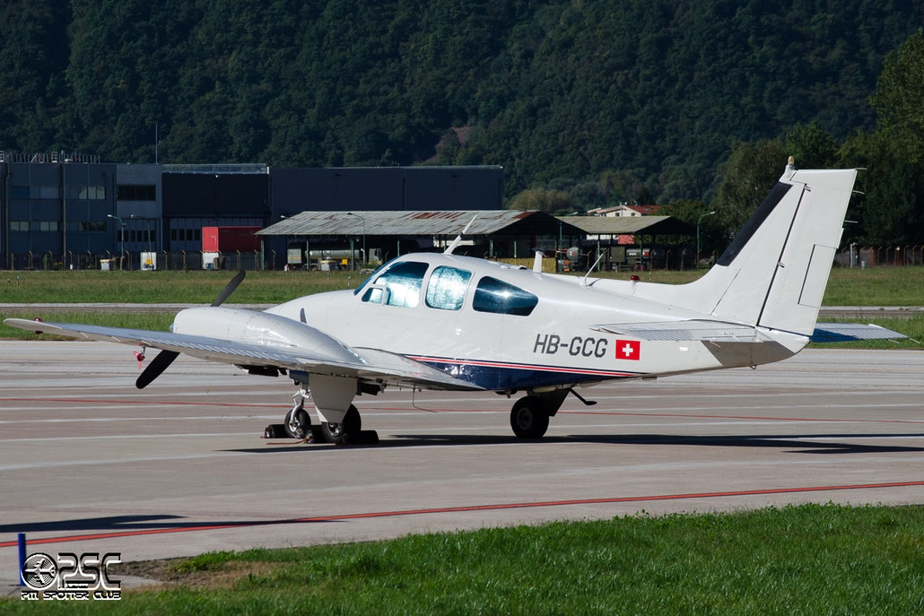 HB-GCG Beech 95-55 Baron BE55 TC-76 - Hastoy Arnaud @ Aeroporto di Bolzano © Piti Spotter Club Verona
