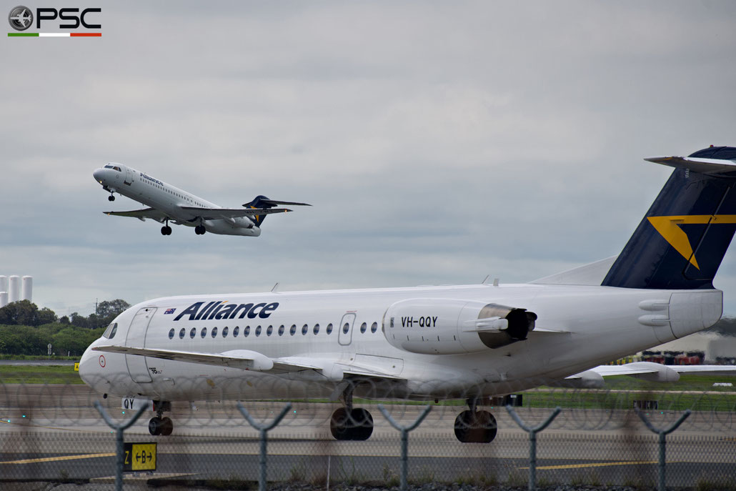VH-QQY Fokker 70 11575 Alliance Airlines @ Brisbane Airport - 11/2023  ©  Piti Spotter Club Verona