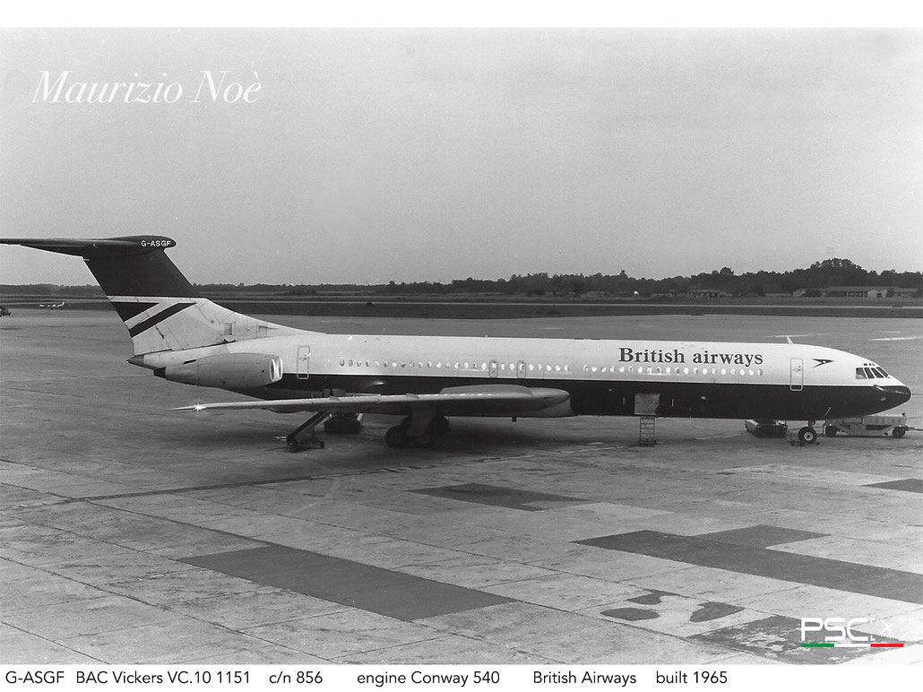G-ASGF BAC Vickers VC.10 1151 856  Conway 540  British Airways 1965 @ Milano Malpensa © collezione Maurizio Noè - Piti Spotter Club Verona