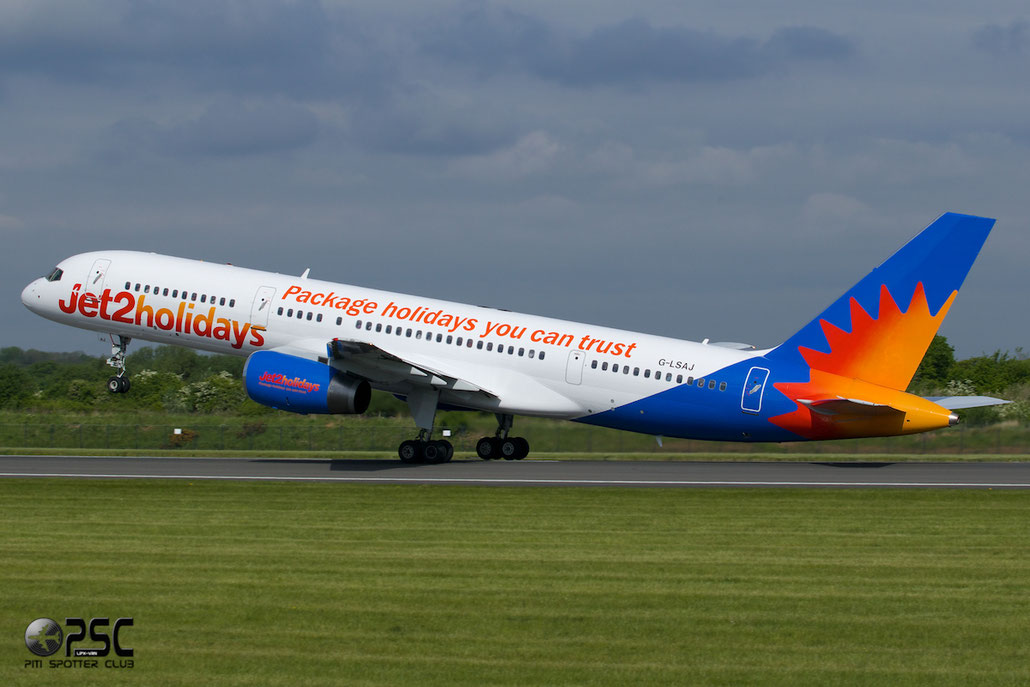 G-LSAJ B757-236 24793/292 Jet2 @ Manchester Airport 13.05.2014 © Piti Spotter Club Verona