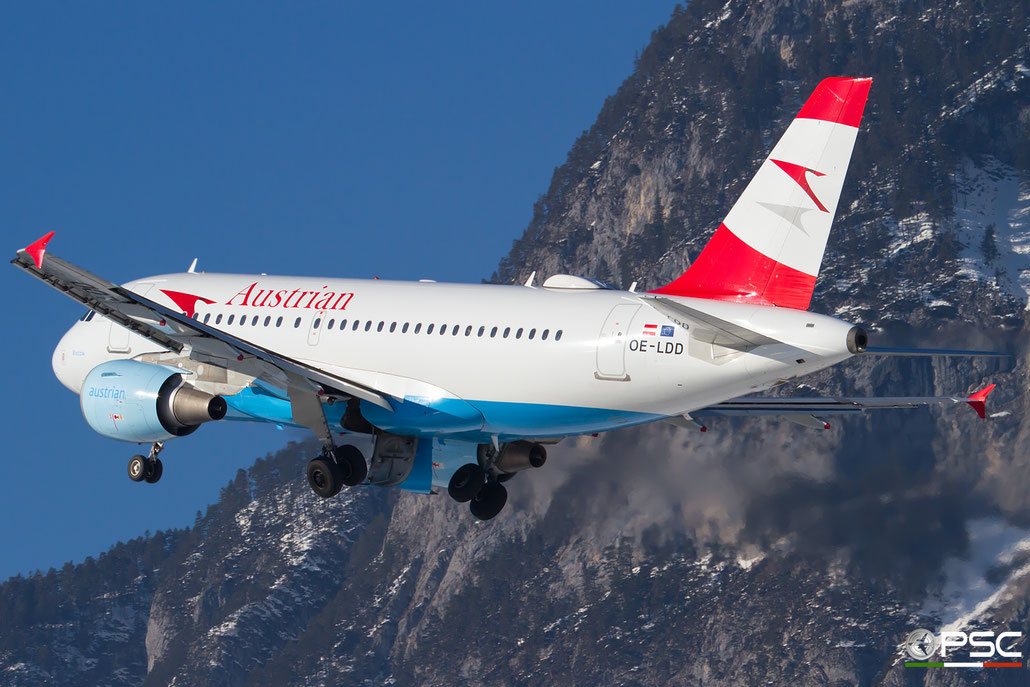 OE-LDD A319-112 2416 Austrian Airlines @ Innsbruck Airport 27.01.2018 © Piti Spotter Club Verona