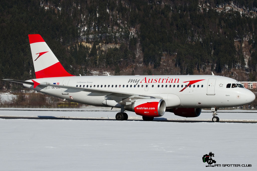 OE-LDE A319-112 2494 Austrian Airlines @ Innsbruck Airport 28.01.2017 © Piti Spotter Club Verona