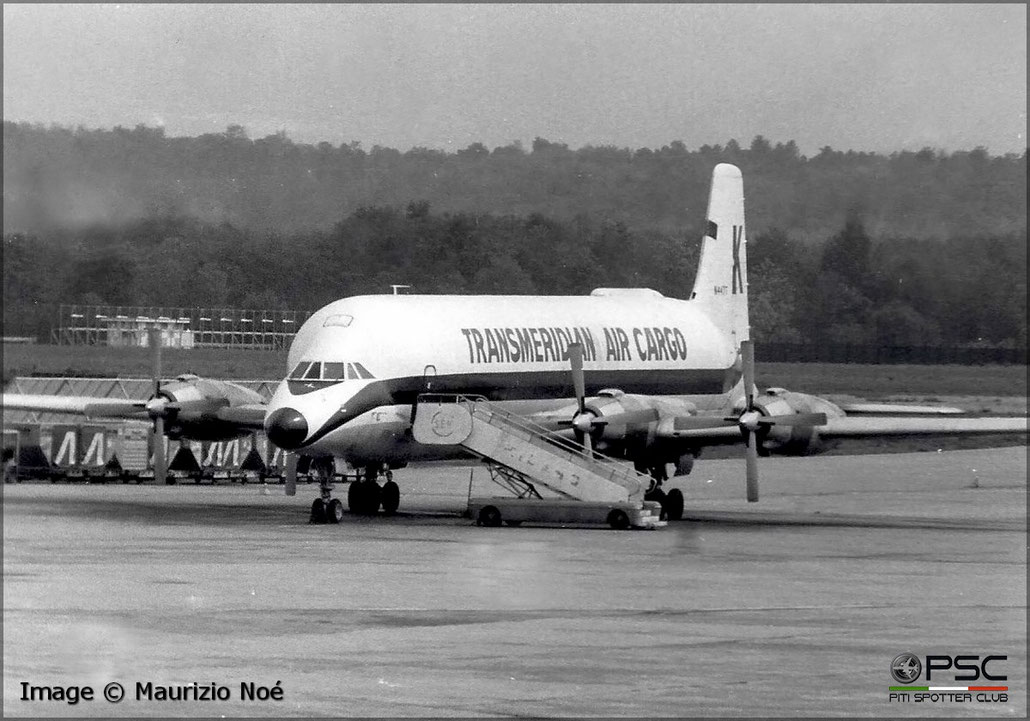 N447FT Canadair CL-44-O Conroy Skymonster 16  RR Tyne 515/50  Transmeridian Air Cargo 1961 © collezione Maurizio Noè p.g.c. - Piti Spotter Club Verona
