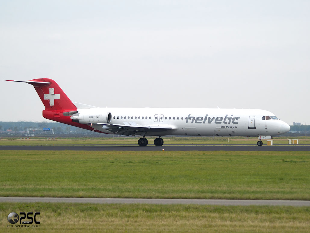 HB-JVC Fokker 100 11501 Helvetic Airways @ Amsterdam Airport 20.09.2013 © Piti Spotter Club Verona