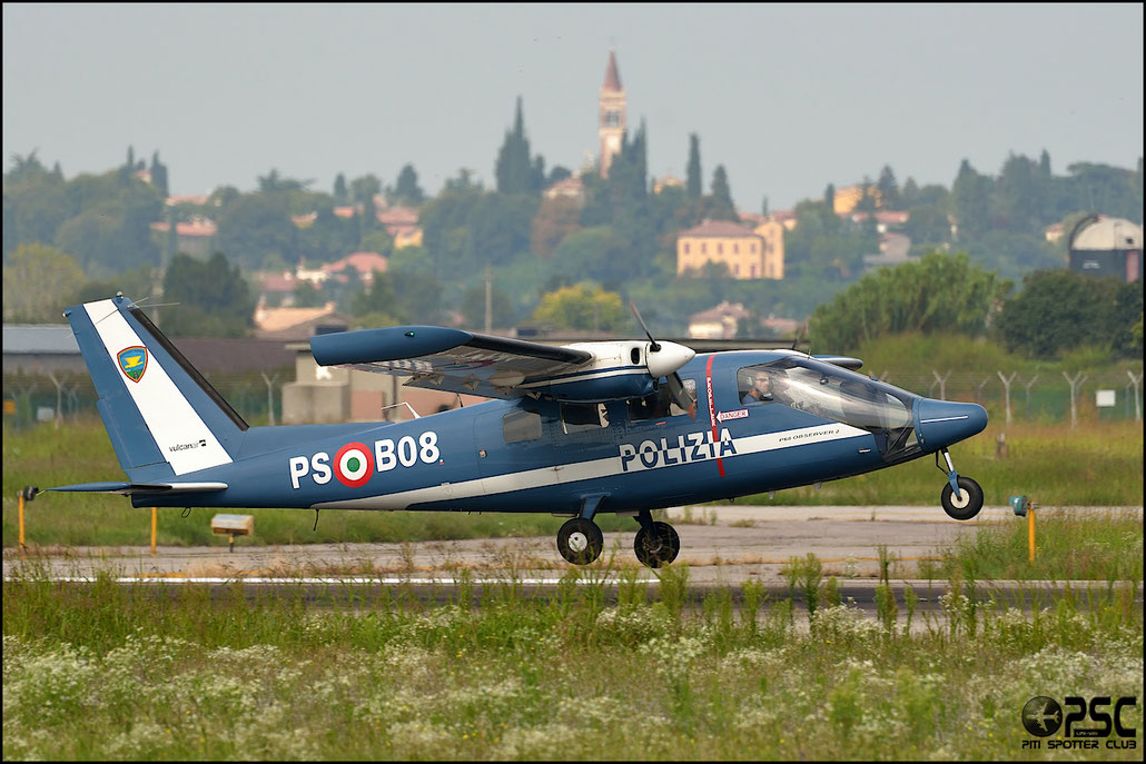 Italy - Police Partenavia P.68 Observer 2 - PS B08 @ Aeroporto di Verona © Piti Spotter Club Verona
